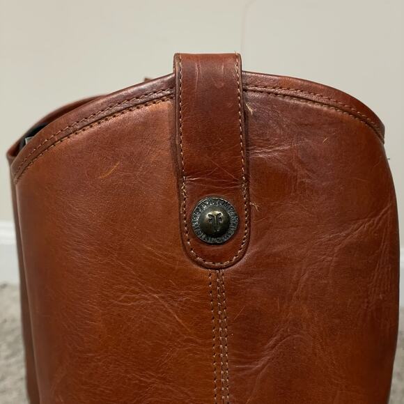 Frye Melissa Button Pull-On Leather Tall Riding Boots Womens Sz 7.5 Cognac Brown - Picture 9 of 14